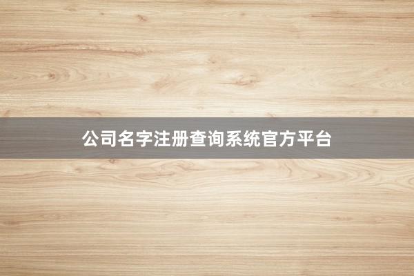 公司名字注册查询系统官方平台